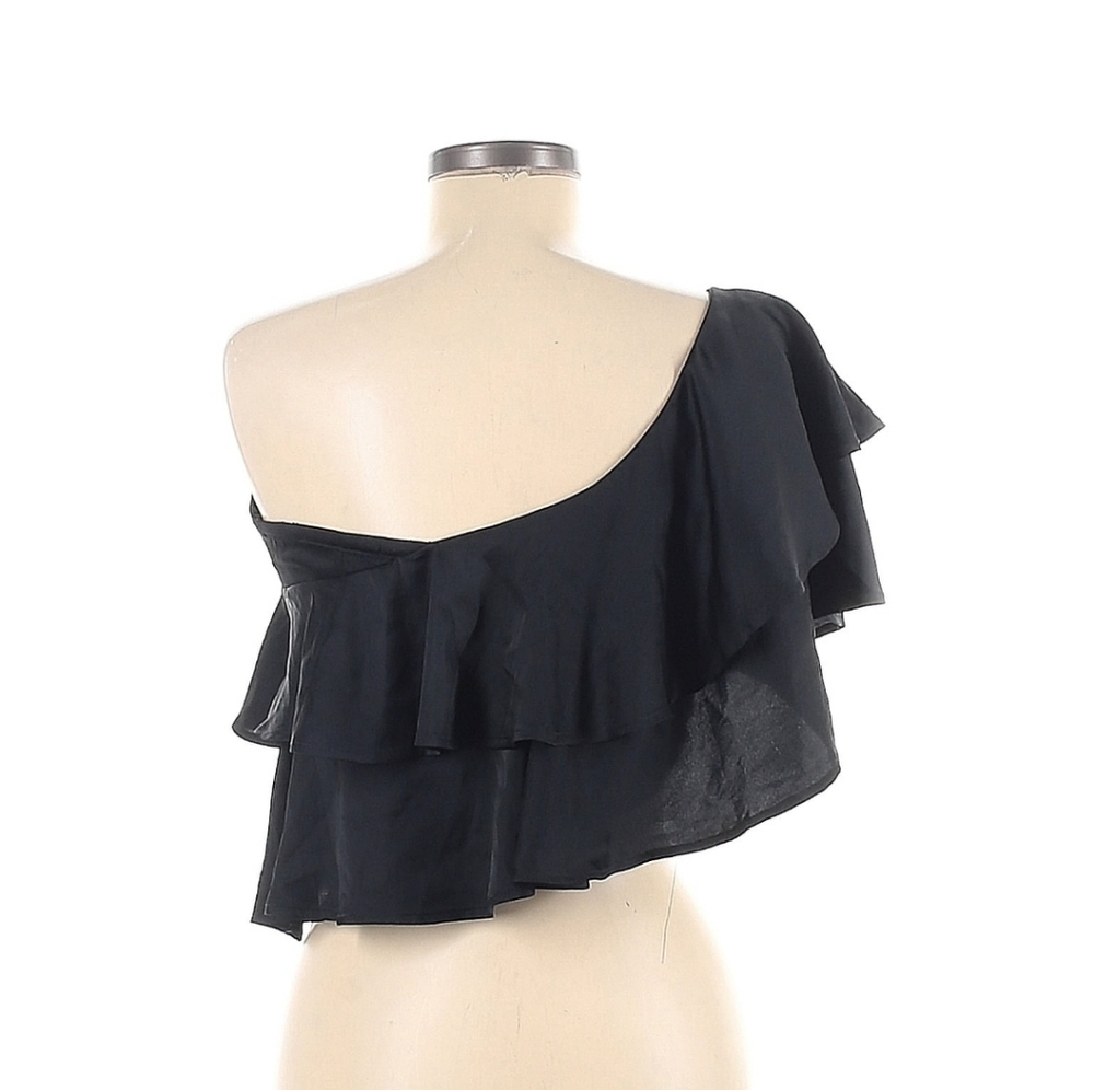 Express One Shoulder Ruffled Crop Top - Picture 2 of 7